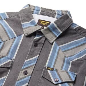 Seager Mens Large Amarillo Western Shirt Vintage Black Stripe Canvas Cotton NEW!